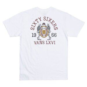 Vans T-Shirt Frat LXVI Skull White Size Medium Mens Short Sleeve Crew Neck NEW